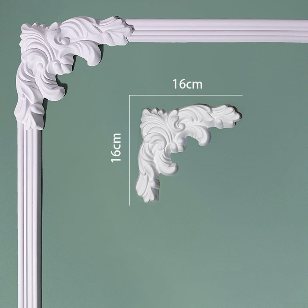 Classic Fleur De Lis - Kit di modanatura angolare in gesso PU per finiture a parete, bordo dell'armadio e installazione di accenti di interior design (16 cm)