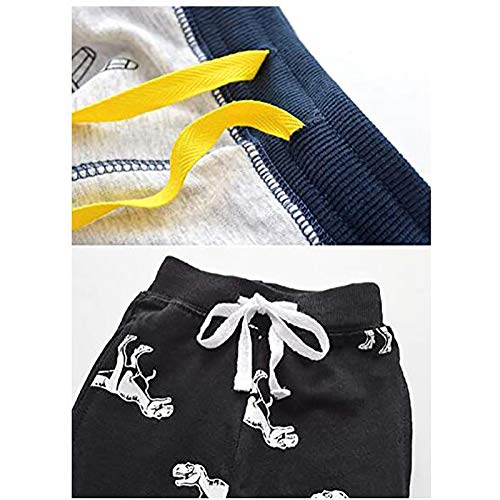 Boy's Jogger Pants 2-Pack Dinosaur Animal Drawstring Elastic Sweatpants Toddler Baby Boys Casual Trousers Active Pants2