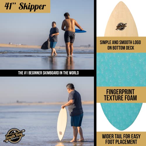 South Bay Board Co. - 41" / 36” Skipper Skimboard - Beginners Skim Board For Kids - Durable, Lightweight Wood Body With Wax-Free Textured Foam Top Deck - Performance Tear Drop Shape #TOP2