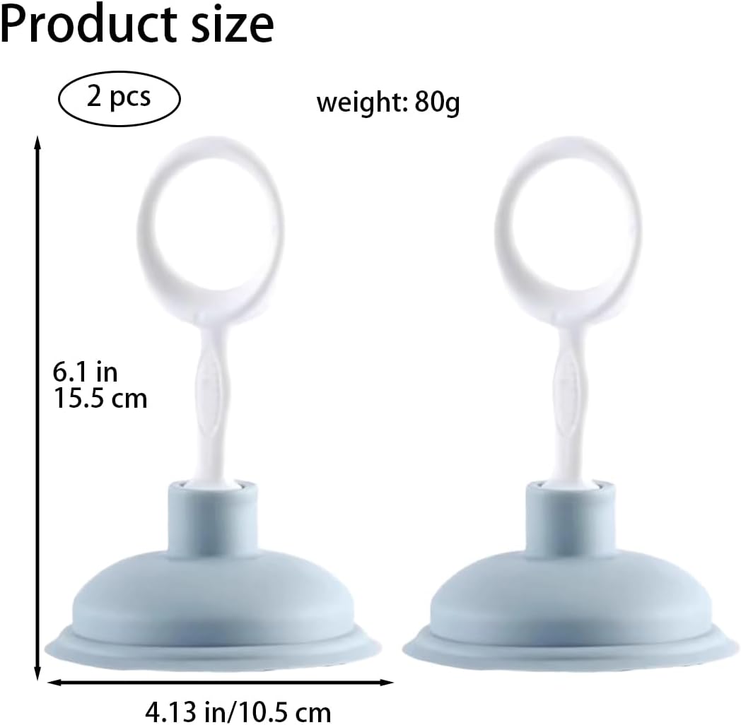 2 Pcs Blue Sink Plunger,Bathroom Small Drain Plunger Portable Kitchen Sink Drains Suction Cup Liquid Plumber Clog Remover Easy To Unclog,Drain Cleaning Equipment