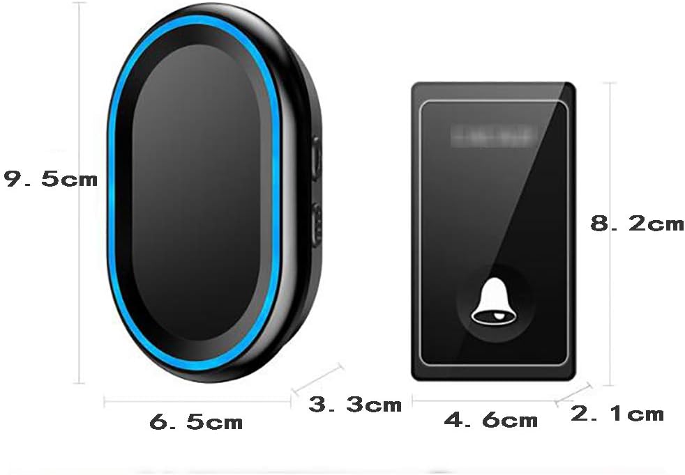 Self-Generating Wireless Doorbell, Cordless Plug in Door Bells with 5 Receivers & 1 Push Button 58 Melodies Waterproof Electric Door Bell 4 Volume Levels 200M Range,Black (Black (White)