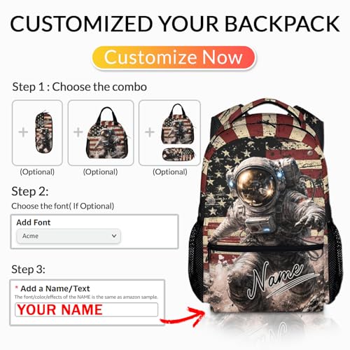 Personalized Kids Boys Backpack Astronaut Bookbag for School Casual Travel, Custom School Bag for Kindergarten Elementary Middle - Image 5
