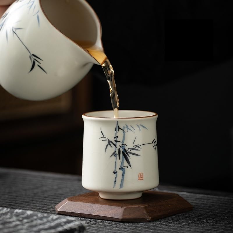 GSOUL Kungfu Tea cup Beige Ru Kiln Master Cup Single Person Special Kung Fu Tea Set Ceramic Bowl Household Hand-painted Small Cups Small Tea Cups