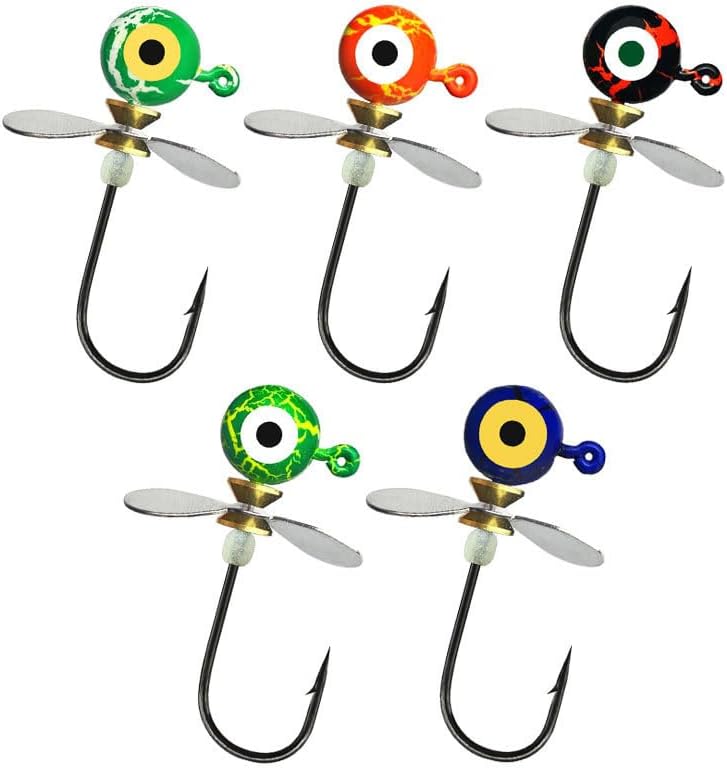 Pack of 20 Propeller Round Ball Jig Heads Hook for Crappie Walleye Bass 1/4oz 3/8oz