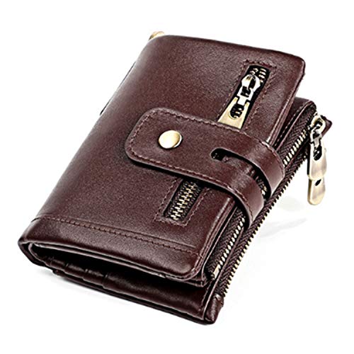 Vintage Women's RFID Blocking Leather Wallet small Chain (Coffee)2