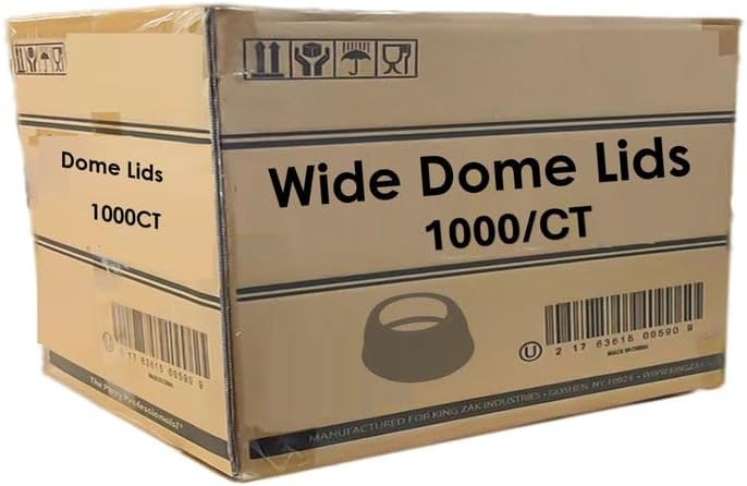 Crystal Clear 2" Wide Dome PET Plastic Lids with 2" Straw Hole – Fits 12, 16, 20 & 24 oz Cups: 1000CT/Case: 2Cases