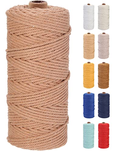 GOHOF Macrame Cord 3mm x 100m Premium Cotton Macrame Rope, 4 Strand Twisted Soft Cotton Cord