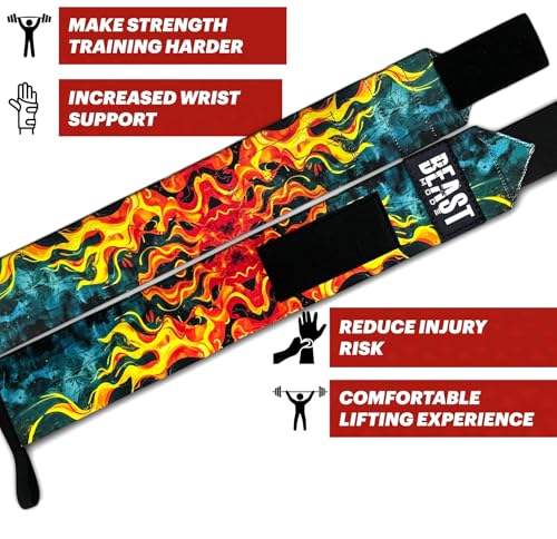 Image of STEIGEN FITNESS ULTIMATE FIRE PRINT Wrist Support Wraps,Wrist Bands For Exercise,Wrist Straps For Gym (FIRE)