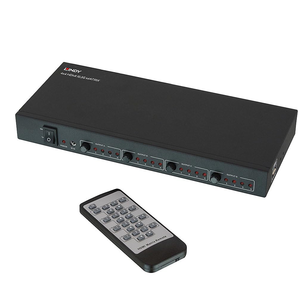 LINDY Switch HDMI 1.4 4K UHD, Matrix 4x4 38152 Noir