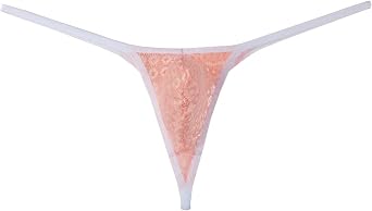 Mens Hollow Thong Lace Mini Bikini Bound Pouch T-Back Jacquard Male Underwear G-String