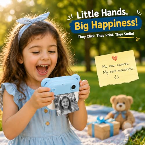 Image of Casaquin Kids Instant Print Camera, Digital Camera for Photography & Video, 2.4 inch Color Screen, Rechargeable Toy Camera with Games, Filters & 2 Paper Rolls - Colour Subject to Availability