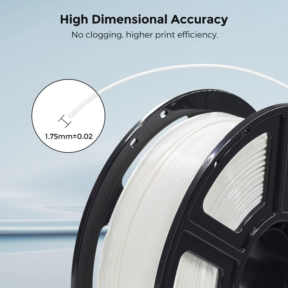 FLASHFORGE 3D Printer Filament, PLA PRO Filament 1.75mm, 1KG Spool (2.2lbs), Dimensional Accuracy +/- 0.02mm for FDM 3D Printers, Better Tenacity & No Knotting (White)