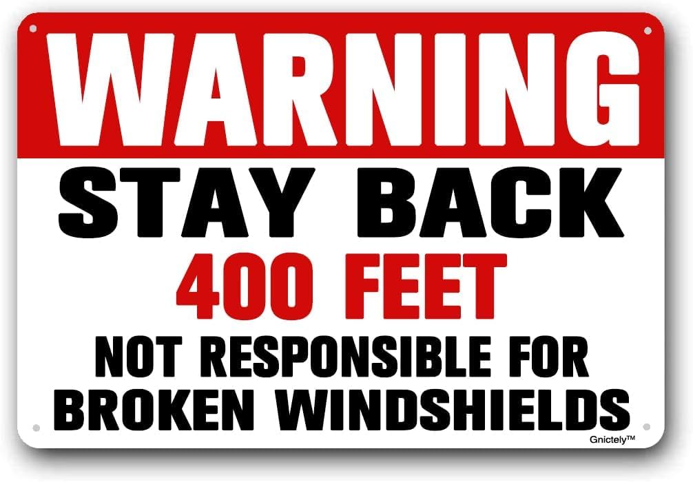 Dump Truck Safety Warning Sign, Keep 400 Ft Away Vehicle Reminder Metal Plaque 12x8 Inch