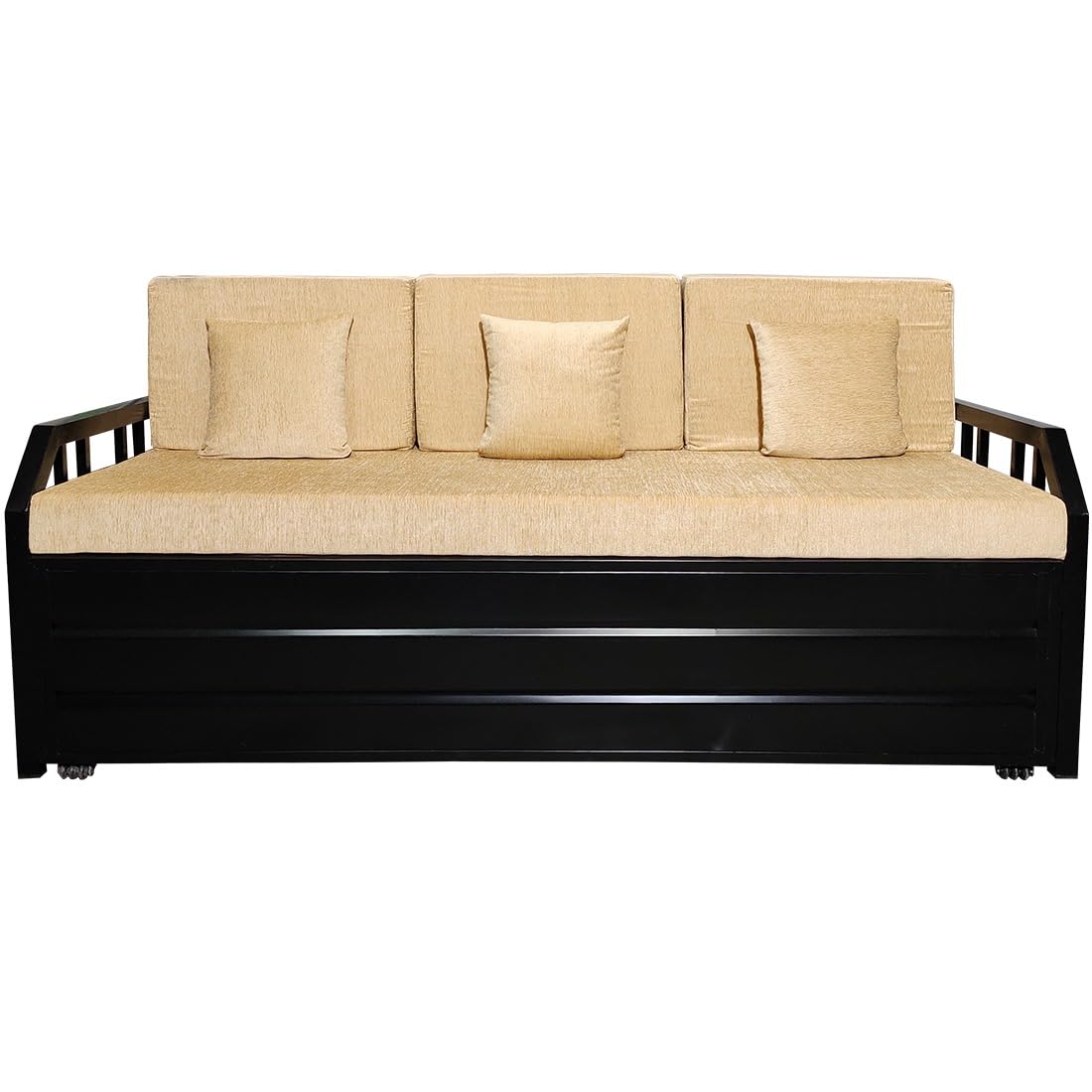 King Size 6X6 Metal Sofa Cum Bed with Hydraulic Storage, Grid Pattern – 3 Seater Cream Fabric (Matte Black Finish) King Size 6X6 Metal Sofa Cum Bed with Hydraulic Storage, Grid Pattern – 3 Seater Cream Fabric (Matte Black Finish)