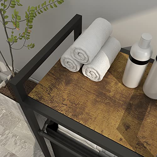 Tall Laundry Hamper With Top Shelf, Two-Color Laundry Basket With Removable Bag, Clothes Hamper For Laundry Room, Bedroom - Rustic Brown & Balck #TOP5