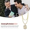 Dollar Kette Gold,Goldkette Fasching Hip Hop Rapper Kostüm 80er 90er Fette Herren Dollarkettingset Fake Goldene Dollar Sign Chain Dollarzeichen,für KarnevalKinder Hiphop Disco Outfit Accessoires #3
