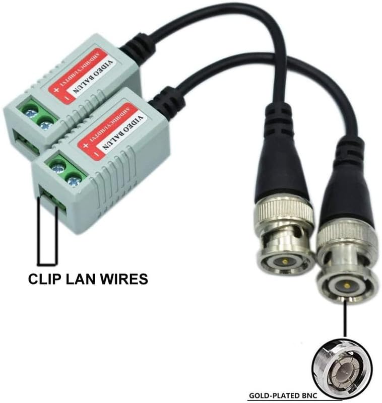 Image of COOLCOLD Video Balun, Mini CCTV BNC Transceiver With Pigtail, Coax to UTP Cat6 Connector HD 720P 1080P, Video Passive Balun for HD-TVI /CVI /AHD /Analog /960H Camera (1 Pair)