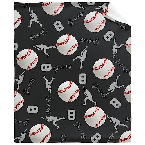 Custom Baseball Blanket Personalized Gifts Super Soft Lightweight Flannel Blankets Throw for Kids, Adult, Suitable for Couch, Sofa, Bed, Camping, Travel All Seasons 40"x50" for Kid