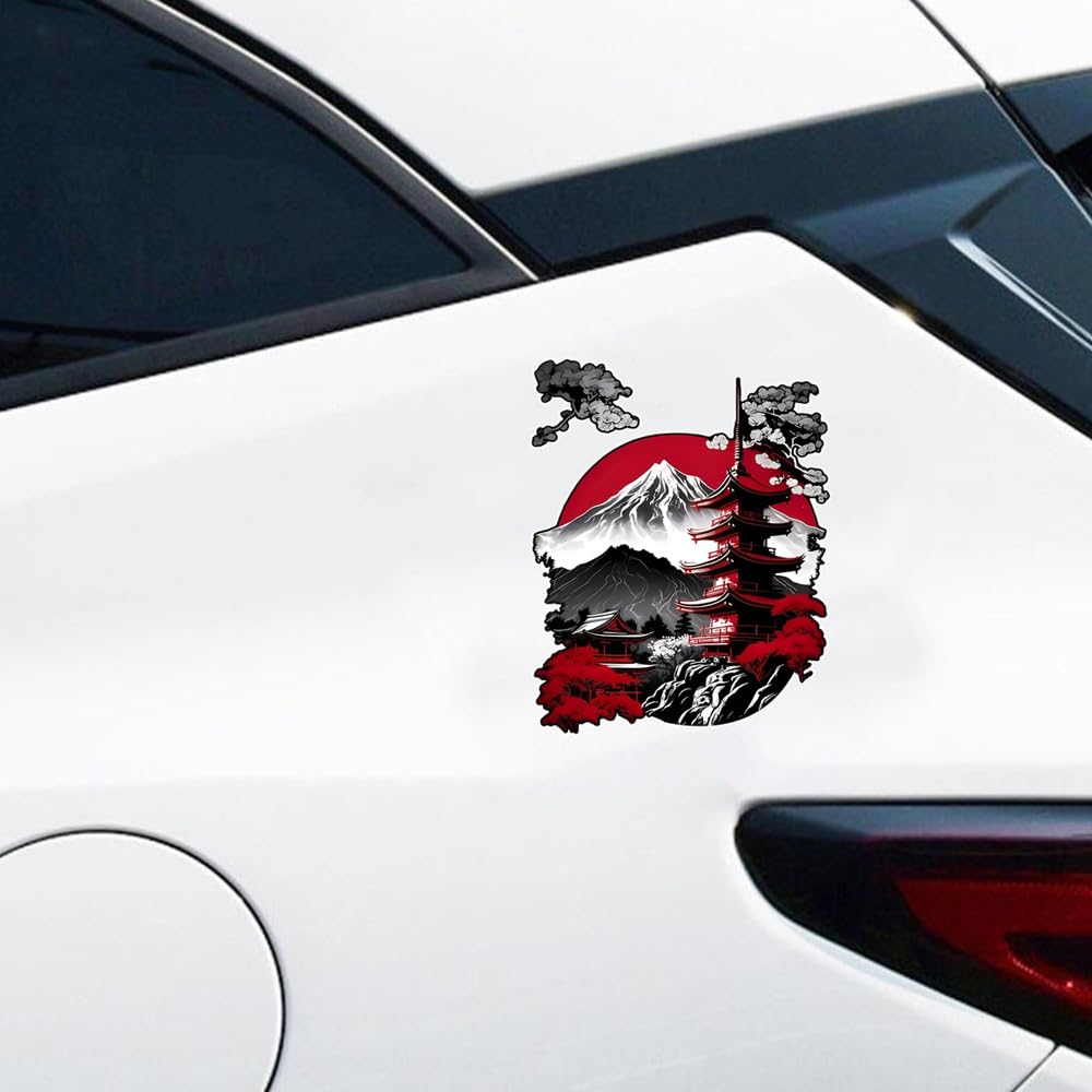 2 pièces 11 x 14 cm Autocollant de voiture style japonais Paysage Architecture pour Camion et Van Imperméable Vinyle | #DZ50 - 5