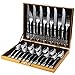 Sztućce do steków Zestawy sztućców ze stali nierdzewnej 24 sztuki Usługa dla 6 do mycia w zmywarce Prezent na Boże Narodzenie (Color : Silver, Size : 24 piece)