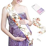 Konsait Rose Gold Floral Mom to Be Sash, Baby Shower Decoration Accessories Future Mom Gift Mom to be Sash for Gender Reveal Pregnancy Announcement Boy or Girl Party Decorations Supplies