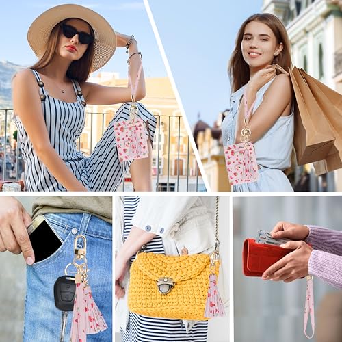 Image of KNGITRYI Small Wristlet Wallets for Women RFID Credit Card Holder Wallet Keychain Wristlet Wallet Credit Card Wallets for Women (Strawberry)