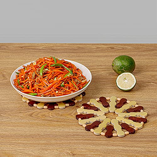 BuyWeek Jogo americano de bambu, tapete de mesa redondo, isolante, porta-copos de cozinha, copo de j