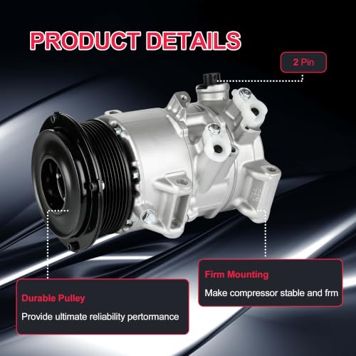 Image of 6SEU16 AC Compressor with Clutch Replacement for Toyota RAV4 2.4L L4 2006-2008,Camry 2.4L L4 2007-2009, Hiace 2.7L L4 2006-2018,Air Conditioner with 7-Groove Pulley