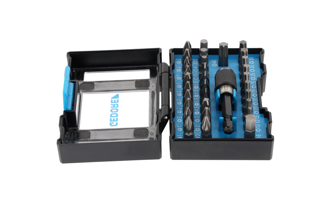 GEDORE Coffret d’embouts tout usage, 32 pièces, Jeu d’embouts avec porte-embout et embouts de tournevis, 1/4", 6,3 mm, Pour particuliers, 666-032-A