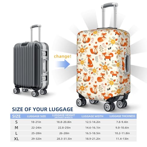 Flower Fox Print Luggage Covers For Suitcase,Elastic Washable & Stretchable Suitcase Covers For Luggage, Anti-Scratch - Fits 18-32 Inch Luggage-No Luggage Included4