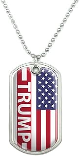 GRAPHICS & MORE President Trump American Flag Military Dog Tag Pendant Necklace with Chain
