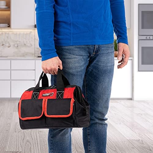 ToughHub 12inch Tool Bag storage  Heavy Duty small tools organisers  Multi Purpose wide open mouth 5 pockets  Electricians Tool bag for professionals