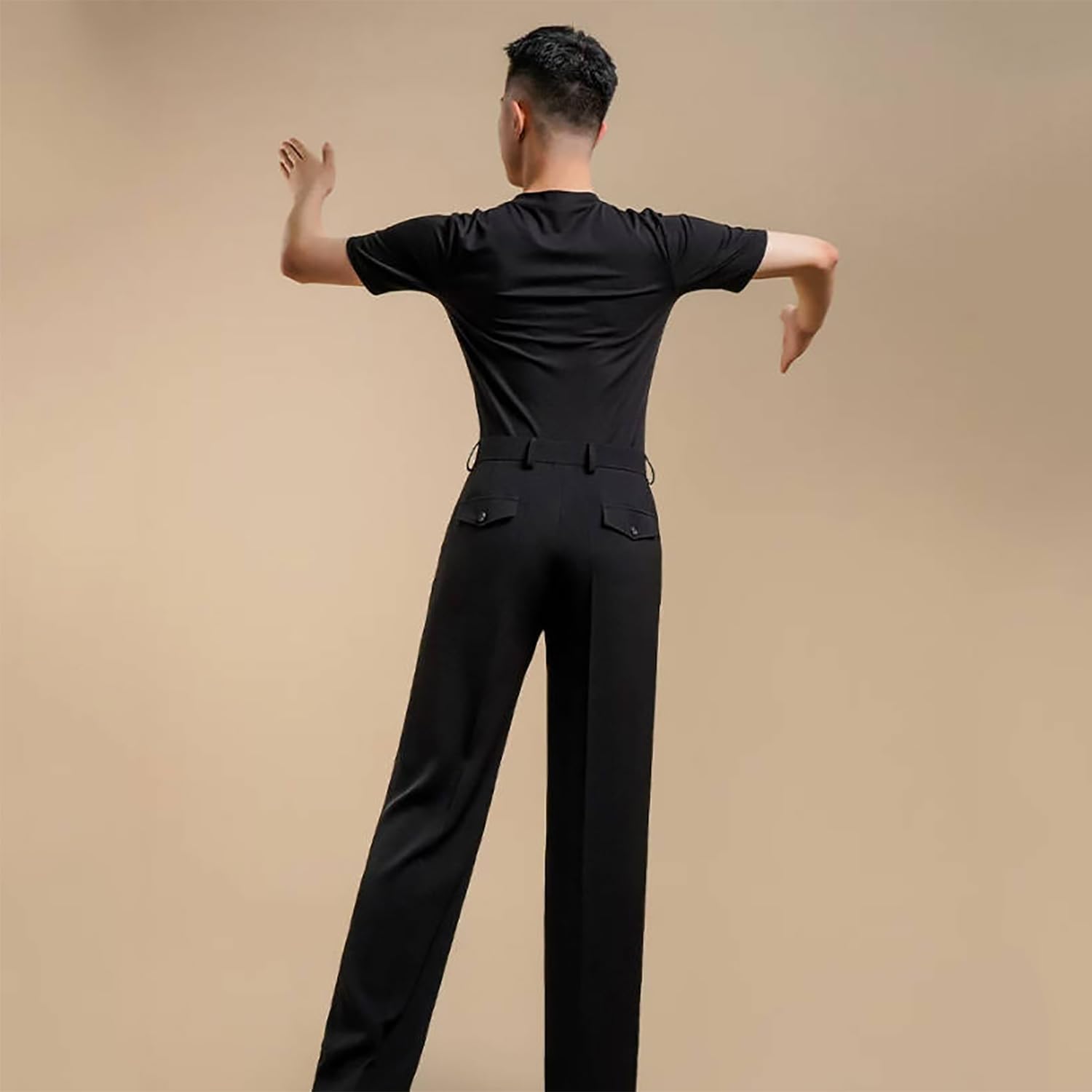 Top da Ballo da Sala Uomo Scollo V Maniche Corte Indumento per Performance Standard Nazionale