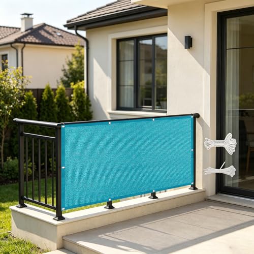 Balcon privacidad garantizada en tu terraza con este revestimiento azul de 120x150 cm 2