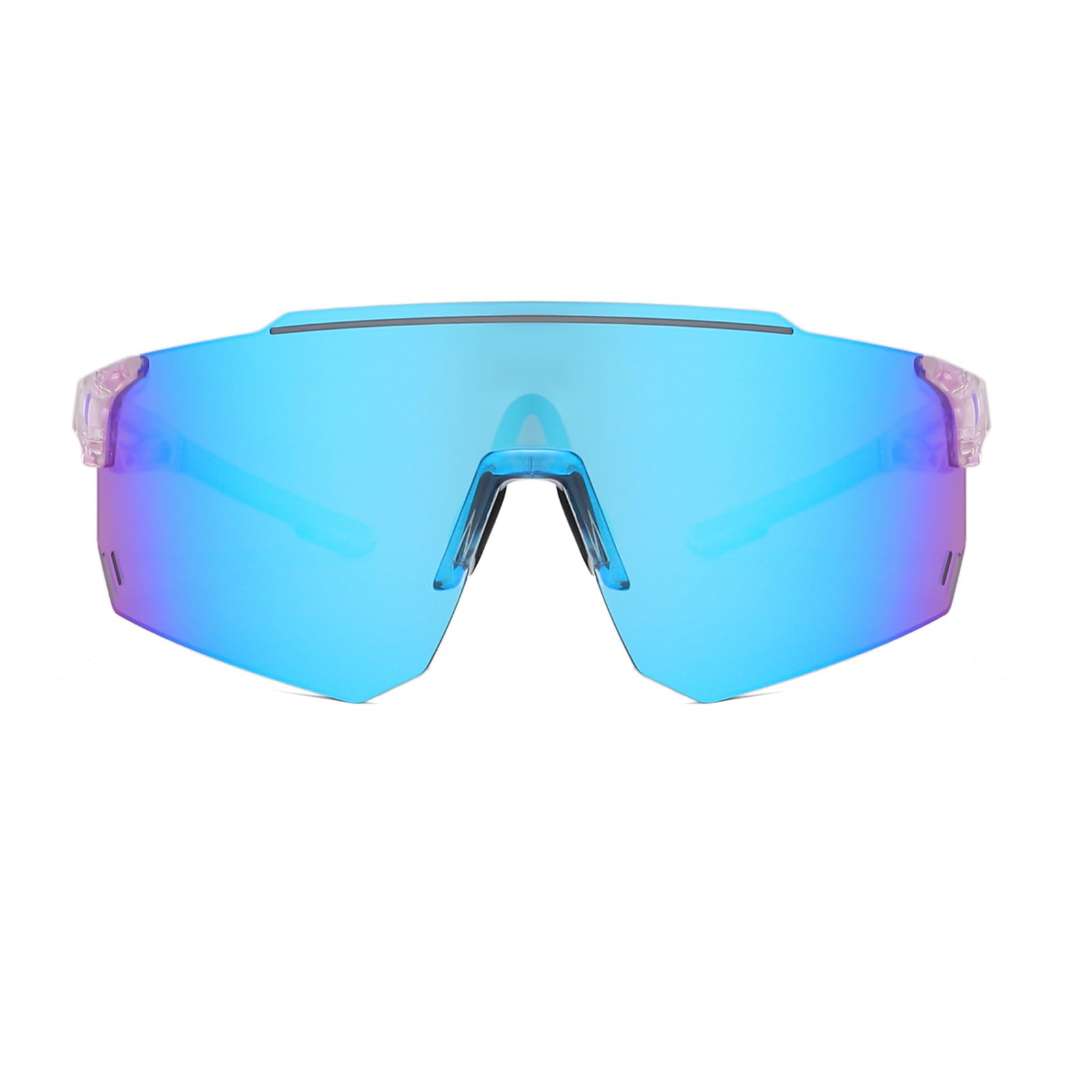 GNOLONG Sports Cycling Sunglasses Frameless Sun Glasses UV400 Protection Eyewear for Men Women Cycling Running Fishing Riding (Clear Blue Pink) - Image 2