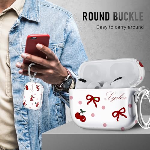 Image of for AirPods Pro 3 Case (2025) with Cleaner Kit, Cute Soft Silicone Cover Compatible AirPods Pro 3rd Genera case with Keychain for Women Men with Keychain for Airpod Pro case(2025) Bow Cherries