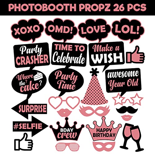 Happy Birthday Photobooth Props 26pcs for Girls Birthday Decoration/Happy Birthday