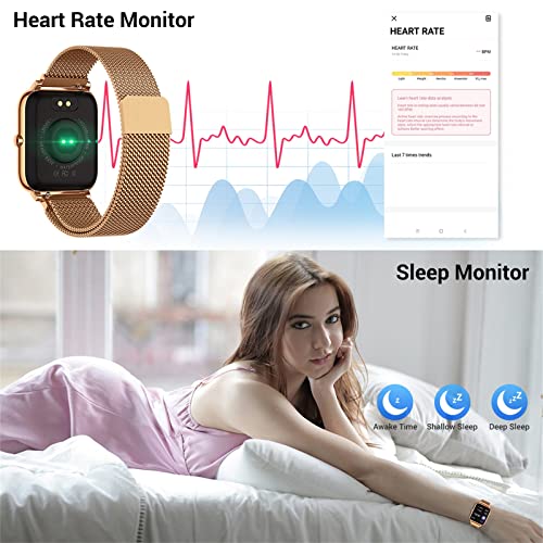 Smart Watch for Android Phones iOS Waterproof Smart Watches for Women Men Sports Digital Watch Fitness Tracker Heart Rate Blood Oxygen Sleep Monitor Touch Screen Compatible Samsung iPhone