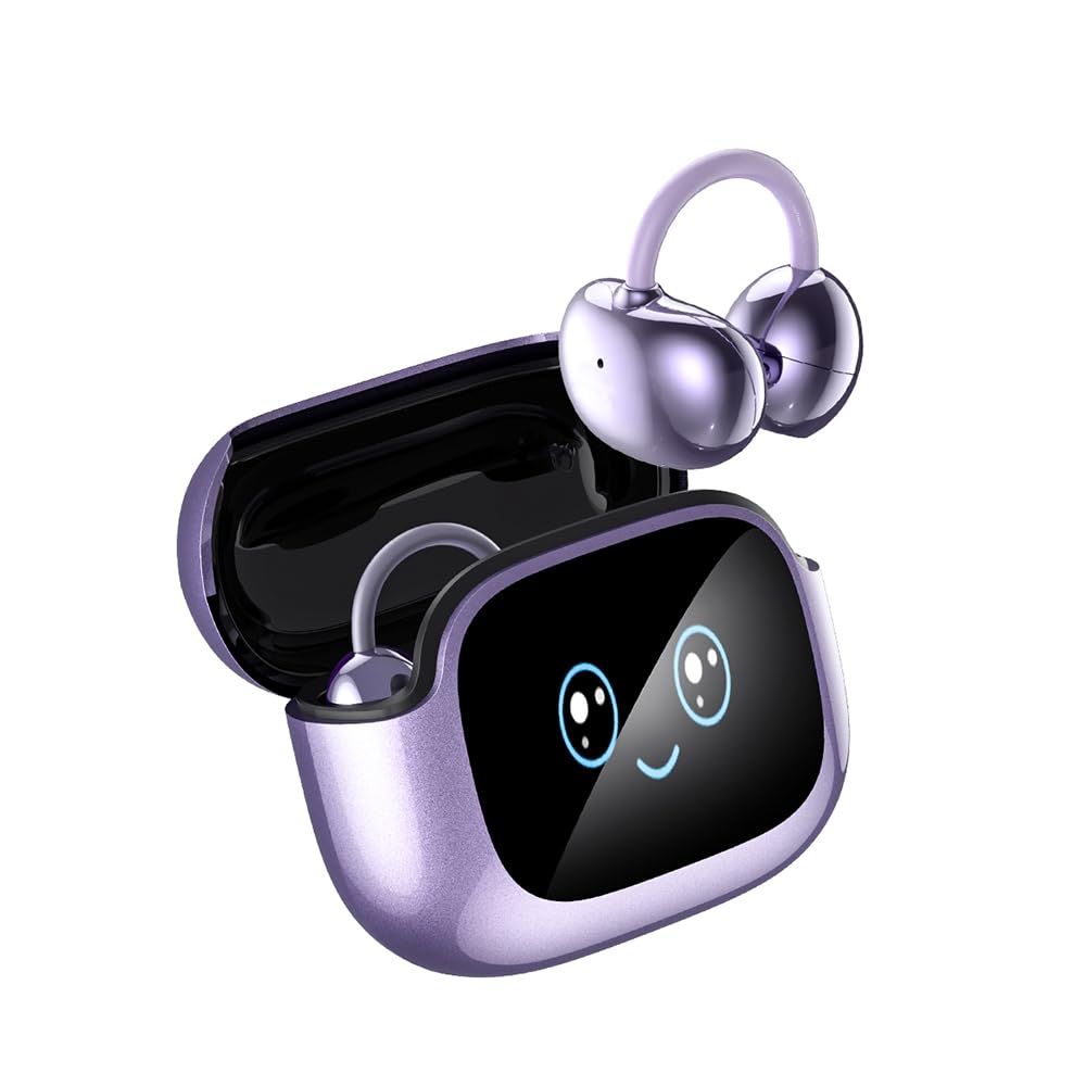AI - Traduttore per cuffie NE32, in tempo reale, 136 lingue con app, cuffie Bluetooth senza fili, 3 in 1,40H, per iOS e Android, apprendimento, da viaggio viola