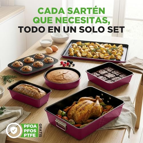 Moldes apilables Nutrichef para ahorrar espacio en la cocina y hornear libre de PFOA 7