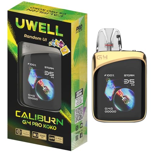 Uwell Caliburn G4 Pro KOKO Kit 2000mAh Battery 35W Electronic Cigarette Vape with 3ml Caliburn GPP Pod Cartridge Vaper Adjust Wattage/Switch Output Modes/Reset Puff Counter (Oro del desierto)