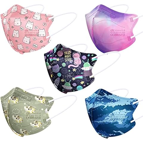 Nufasion 20pc FFP2 Face Mask Coloured EN 149:2001+A1:2009 Certification Small Sized Disposable Mask Individual Wrapped Protective Mask 5-Ply Filtering Respirator Cover