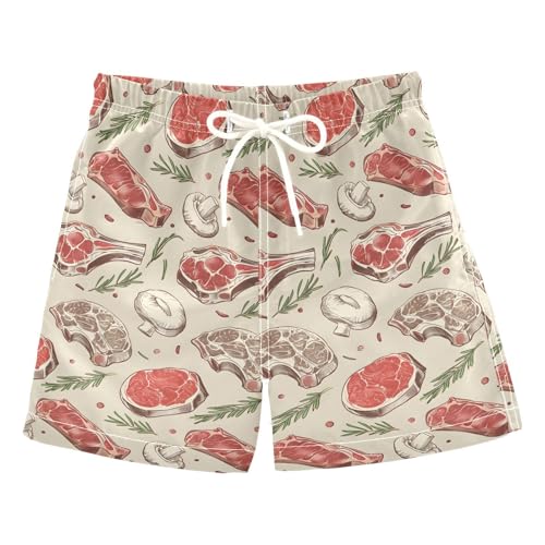 ALAZA Steak Mushroom Boys Quick Dry Beach Board Shorts Kids Swim Trunks Bathing Suit Swimsuit 2T Multicolor