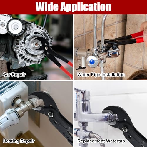 Image of HighFree 3PCS Water Pump Pliers Set 7Inch, 10Inch, 12Inch, Tongue and Groove Pliers Set Quick Adjustment by Pressing and Sliding Grips Any Shaped Object