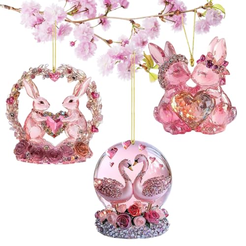 Osteranhänger Hase,3 Stück Osteranhänger Deko,Osterschmuck zum Aufhängen,Acryl Anhänger...