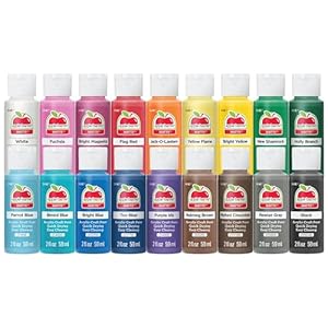 Apple Barrel, Acrylic Craft Paint Set, Perfect for Arts & Crafts, 2 fl oz each, 18 assorted matte colors, 18 count