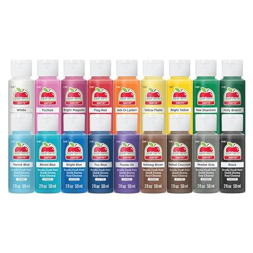 Apple Barrel PROMOABI Acrylic Paint Set, 2 Fl Oz (Pack of 18), Assorted Matte Colors, 18 Count