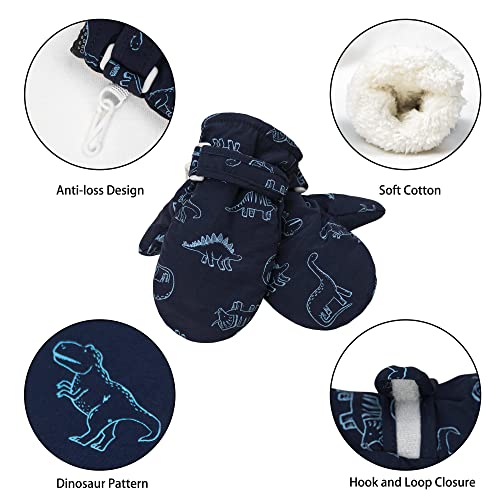 Fynnsure Toddler Mittens Lined Fleece Snow Gloves For Boys Girls Kids Winter Ski Gloves Baby Mittens Blue & Gray 2-4 Years #TOP3