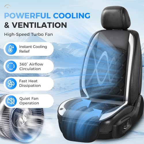 Image of Coverado Cooling Car Seat Cover, 12V-24V Ventilated Front Seat Cushion for Car, 3-Speed Adjustable Seat Cover for Summer Driving Seat, Universal Fit for Car SUV Truck Van