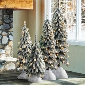 Hautedecorlightlyflockedalpinetreewithwoodpoleandwarmwhitebatteryoperatedledlightswithtimer4foot  Urban Country Home Decor Haute decor lightly flocked alpine tree with wood pole and warm white battery operated led lights with timer 4 foot  urban country home decor